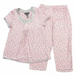 Pajamas Womens René Rofé Floral Short Sleeve Capri Pajama Set