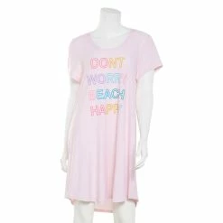 Pajamas Womens Jaclyn Short Sleeve Don’t Worry Beach Happy Nightshirt