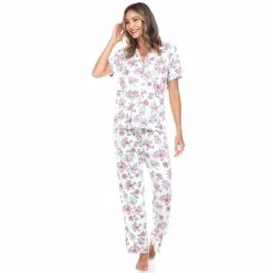 Pajamas Womens White Mark 2pc. Floral Leopard Pajama Set