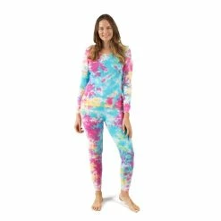 Pajamas Womens Leveret Rainbow Tie-dye Cotton Pajama Set