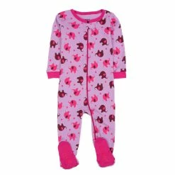 Toddler Girl Leveret Elephant Print Footie Pajamas