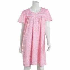 Pajamas Womens Aria Short Sleeve Ditsy Printed Henley Waltz Nightgown