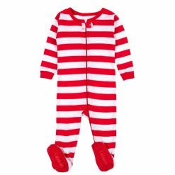 Pajamas Baby Unisex Leveret Red And White Stripes Footie