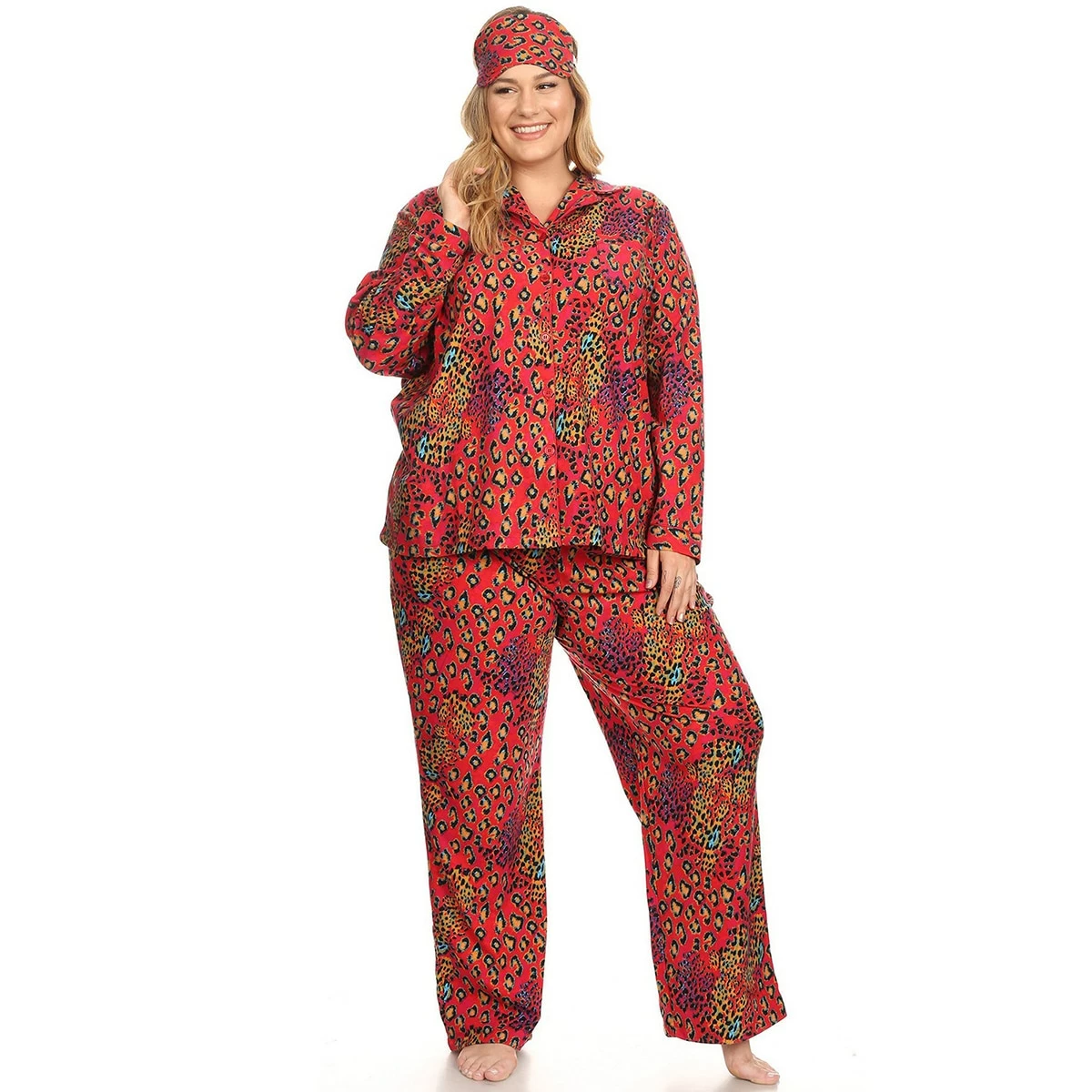 Pajamas Plus Size White Mark 3pc. Red Leopard Pajama Set 3 Pajamas Plus Size White Mark 3pc. Red Leopard Pajama Set