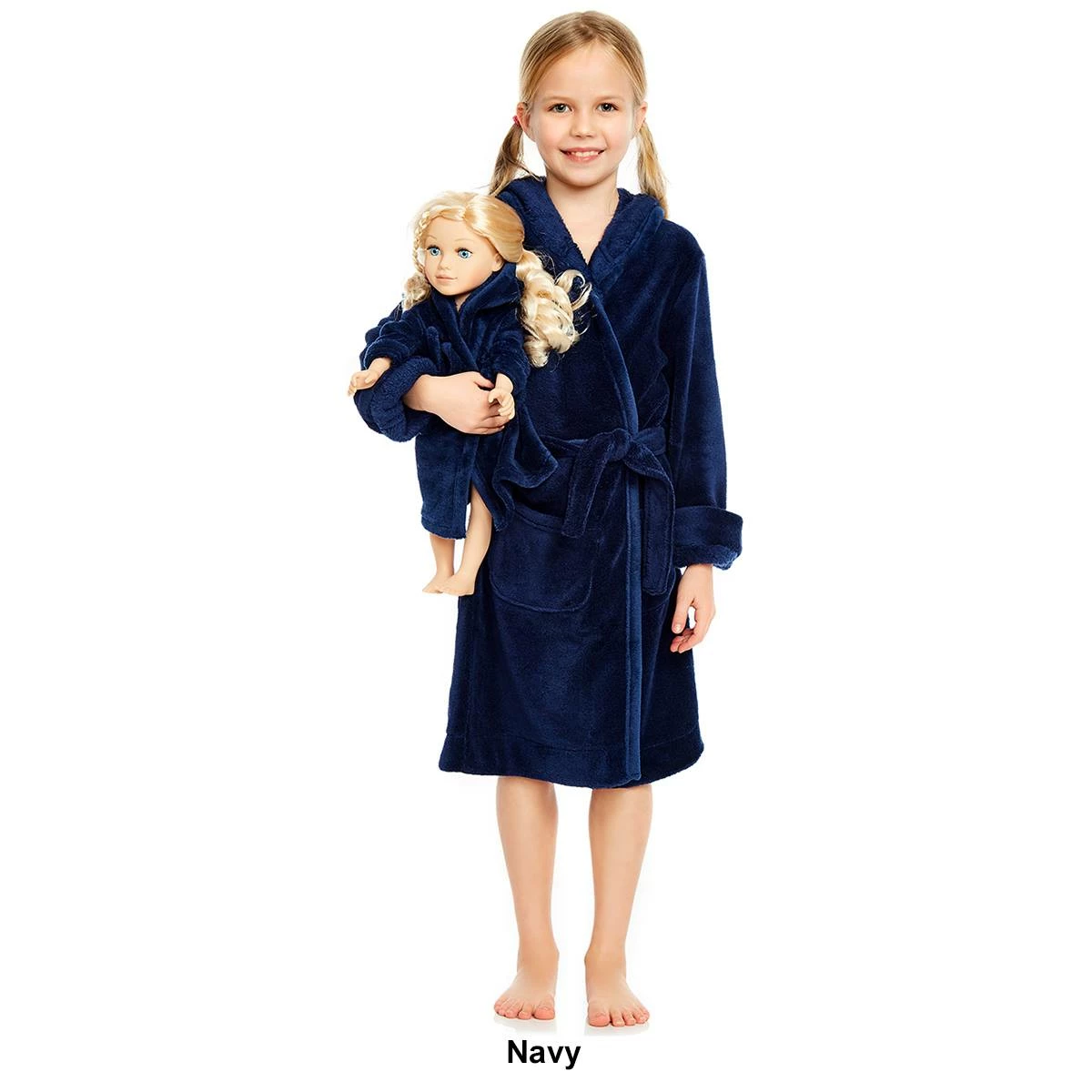 Pajamas Toddler Girl Leveret Girl And Doll Solid Fleece Hooded Robe 4 Pajamas Toddler Girl Leveret Girl And Doll Solid Fleece Hooded Robe - Image 2