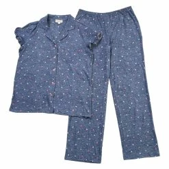 Pajamas Womens Laura Ashley® 2pc Short Sleeve Peached Long Leg Pajama Set