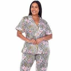 Pajamas Plus Size White Mark 2pc. Leopard Floral Pajama Set -Nautica Sales Store 92e79267 2bca 49de 9151 8783cadc7a75