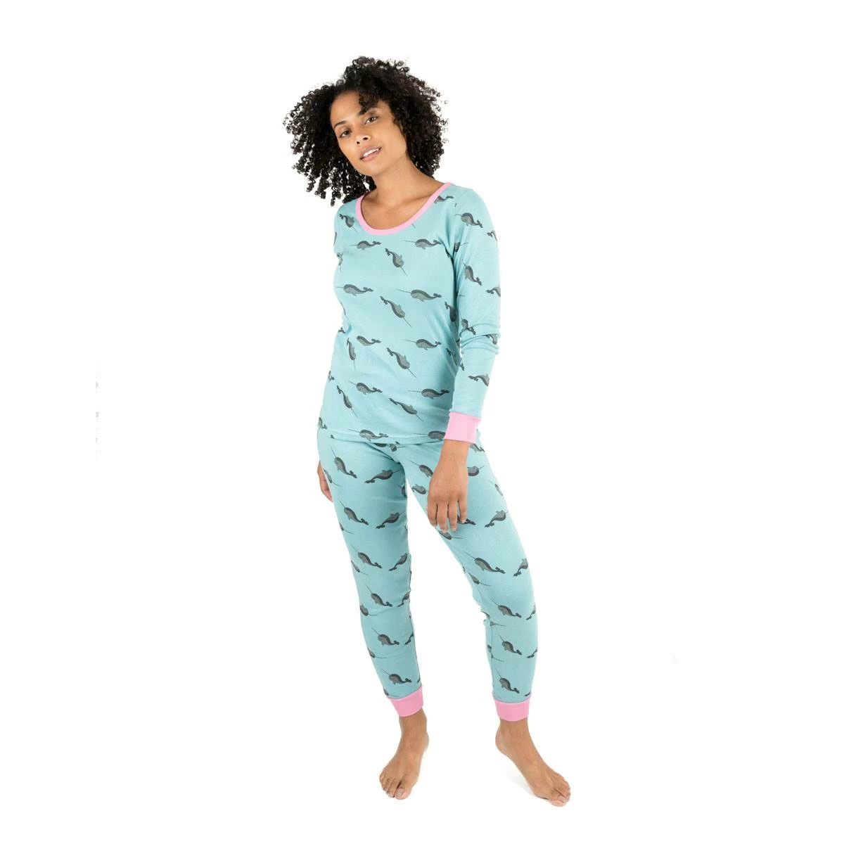 Pajamas Womens Leveret Whale Cotton Pajama Set 3 Pajamas Womens Leveret Whale Cotton Pajama Set