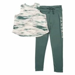 Pajamas Womens Danskin Peached High Neck Split Tank & Legging Pajama Set