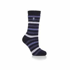 Socks & Hosiery Womens Heat Holders® Original Rosebud Stripe Crew Socks - Navy