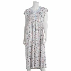 Pajamas Womens René Rofé Floral Flutter Sleeve Sueded Nightgown