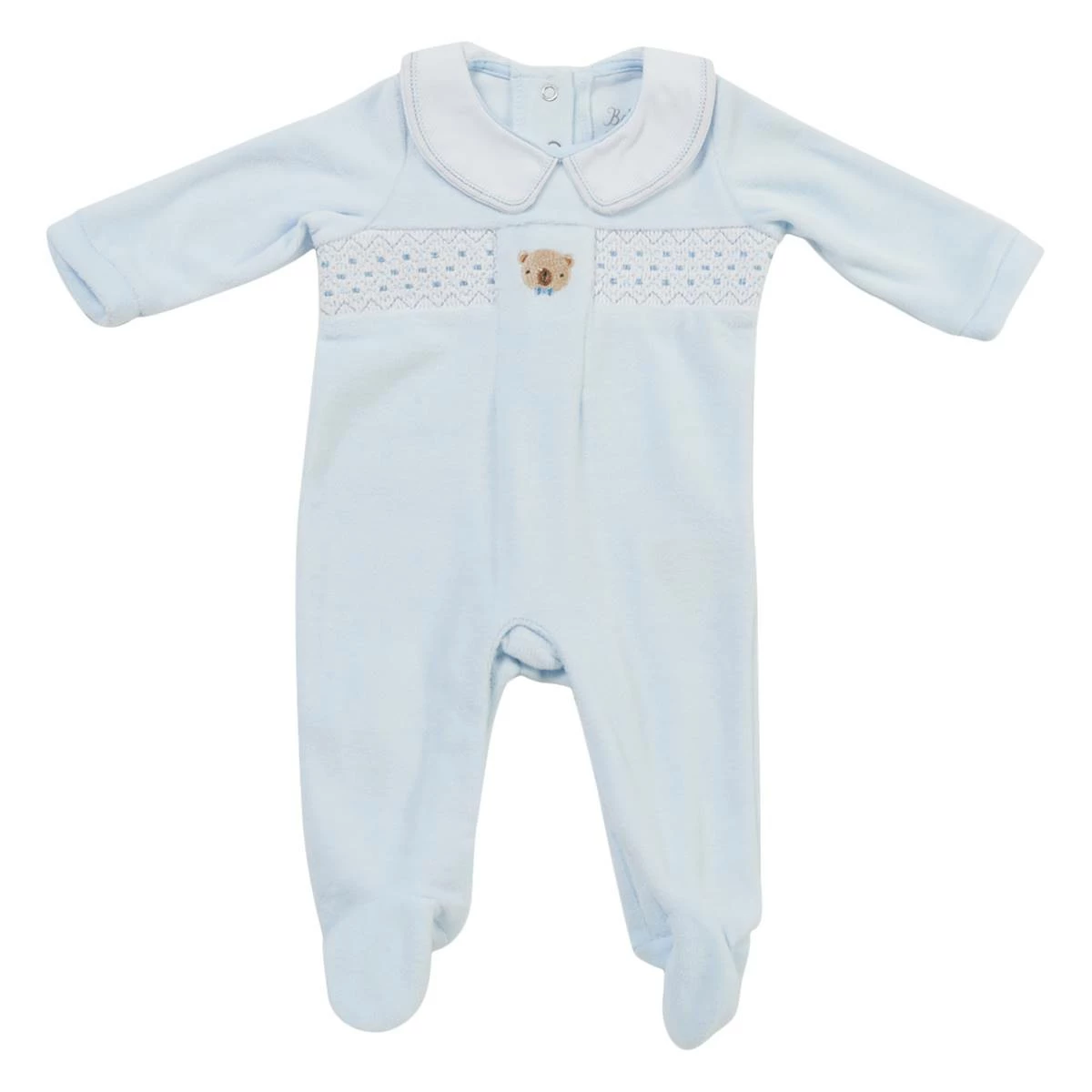 Pajamas Baby Boy (NB-9M) Rock A Bye Baby Bear Velour Smocking Sleeper 3 Pajamas Baby Boy (NB-9M) Rock A Bye Baby Bear Velour Smocking Sleeper