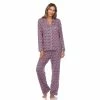 Pajamas Womens White Mark Long Sleeve Heart Print Pajama Set
