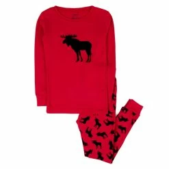 Pajamas Toddler Unisex Leveret Moose Print Pajama Set