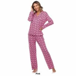 Pajamas Womens White Mark Long Sleeve Heart Print Pajama Set -Nautica Sales Store 9719642f 7776 4fed 8fd3 7f6f2c2016ce