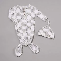 Pajamas Baby Boy (NB) Baby Essentials Elephant Grey Sleep Sack & Hat Set