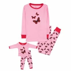 Toddler Girl Leveret Girl And Doll Butterfly Print Pajamas
