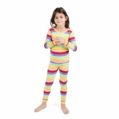 Pajamas Baby Girl (12-24M) Leveret Cotton Colorful Stripes Pajama Set