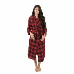 Pajamas Womens Leveret Black Plaid Flannel Robe