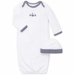 Pajamas Baby Boy (NB-3M) Little Me Sailboats Sleeper Gown And Hat Set