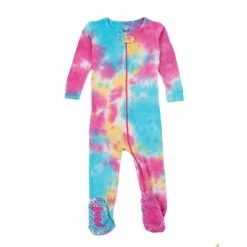 Baby Unisex (NB-24M) Leveret Rainbow Tie-Dye Footie Pajamas
