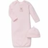 Pajamas Baby Girl (NB-3M) Little Me Sweet Bear Sleeper Gown And Hat -Nautica Sales Store a57a14a5 f2e5 4f22 a6bb 1b776115a880