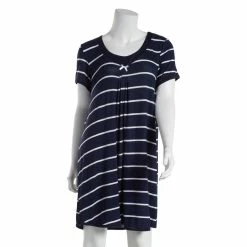 Pajamas Womens René Rofé Stripe Short Sleeve Nightshirt