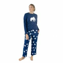 Pajamas Womens Leveret Polar Bear Flannel Pajama Set