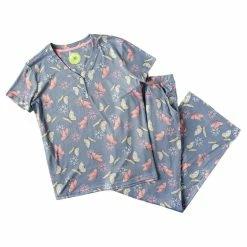 Pajamas Womens White Orchid Short Sleeve Butterfly Dream Knit Pajama Set