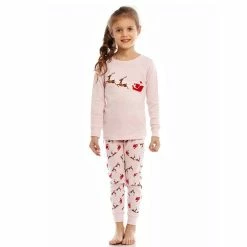Pajamas Girls Leveret Santa And Sleigh 2pc. Pajama Set