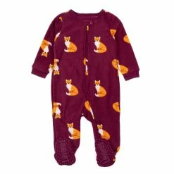 Baby Unisex (3-24M) Leveret Foxes Footie Fleece Pajamas