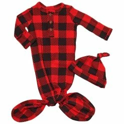 Pajamas Baby Boy (NB) Baby Essentials Buffalo Check Sleep Sack & Hat Set