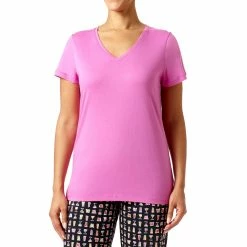 Pajamas Womens HUE® Short Sleeve Solid V-Neck Jersey Sleep Tee