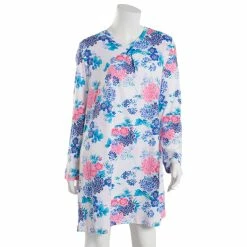 Pajamas Womens Karen Neuburger Long Sleeve Henley Garden Nightshirt