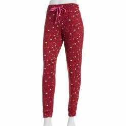 Pajamas Womens Rampage Cheetah Heart Poly Spandex Jogger Pajama Pants