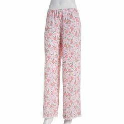 Pajamas Womens Moonflower Watercolor Poppies Lace Trim Pajama Pants