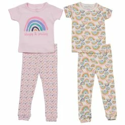 Pajamas Toddler Girl Cutie Pie 4pc. Rainbow Short Sleeve Pajama Set
