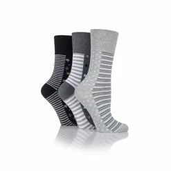 Socks & Hosiery Womens Gentle Grip 3pk. Stripe Dot Star Multi Crew Socks