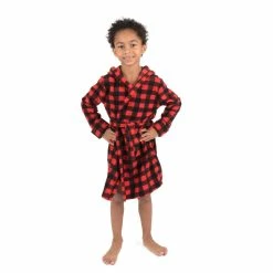 Pajamas Toddler Unisex Leveret Plaid Hooded Fleece Robe