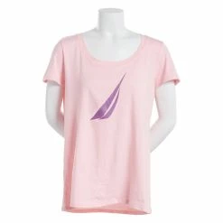 Pajamas Womens Nautica Solid Logo Short Sleeve Scoop Neck Pajama Tee