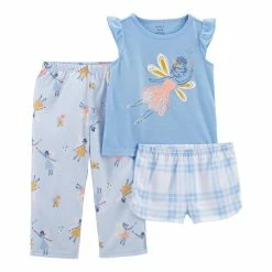Pajamas Toddler Girl Carter’s® 3pc. Fairy And Plaid Polyester Pajama Set