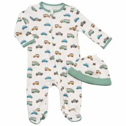 Pajamas Baby Boy (NB-9M) Little Me On The Go And Vehicles Sleeper & Hat