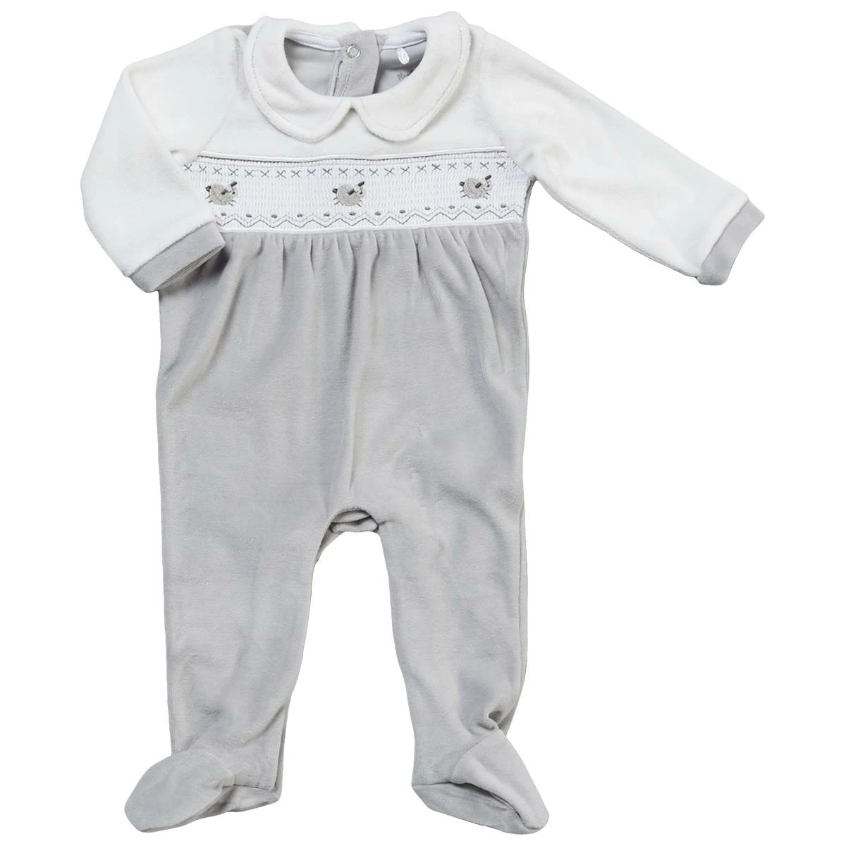 Pajamas Baby Boy (NB-9M) Rock A Bye Baby Sheep Velour Smocked Sleeper 3 Pajamas Baby Boy (NB-9M) Rock A Bye Baby Sheep Velour Smocked Sleeper