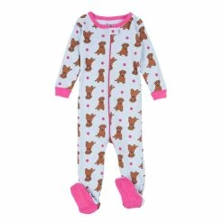 Toddler Girl Leveret Puppy Print Footie Pajamas