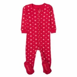 Baby Girl (6-24M) Leveret Hearts Print Footie Pajamas