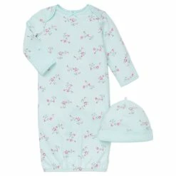 Pajamas Baby Girl (NB-3M) Little Me Floral Spray Sleeper Gown And Hat