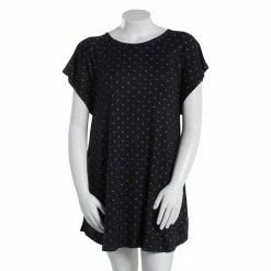 Pajamas Womens Anne Klein Flutter Sleeve Nightshirt - Dot