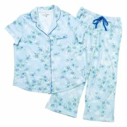 Womens Karen Neuburger Short Sleeve Capris Pajamas-Dew Ditsy