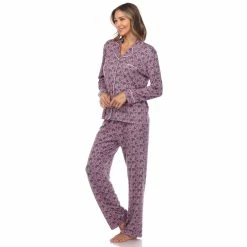 Pajamas Womens White Mark Long Sleeve Heart Print Pajama Set -Nautica Sales Store d1c87c5f 7f3b 48d6 9cf7 203d3d8e05b7