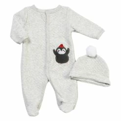 Pajamas Baby Unisex (NB-9M) René Rofé 2pc. Penguin Sleeper With Hat Set